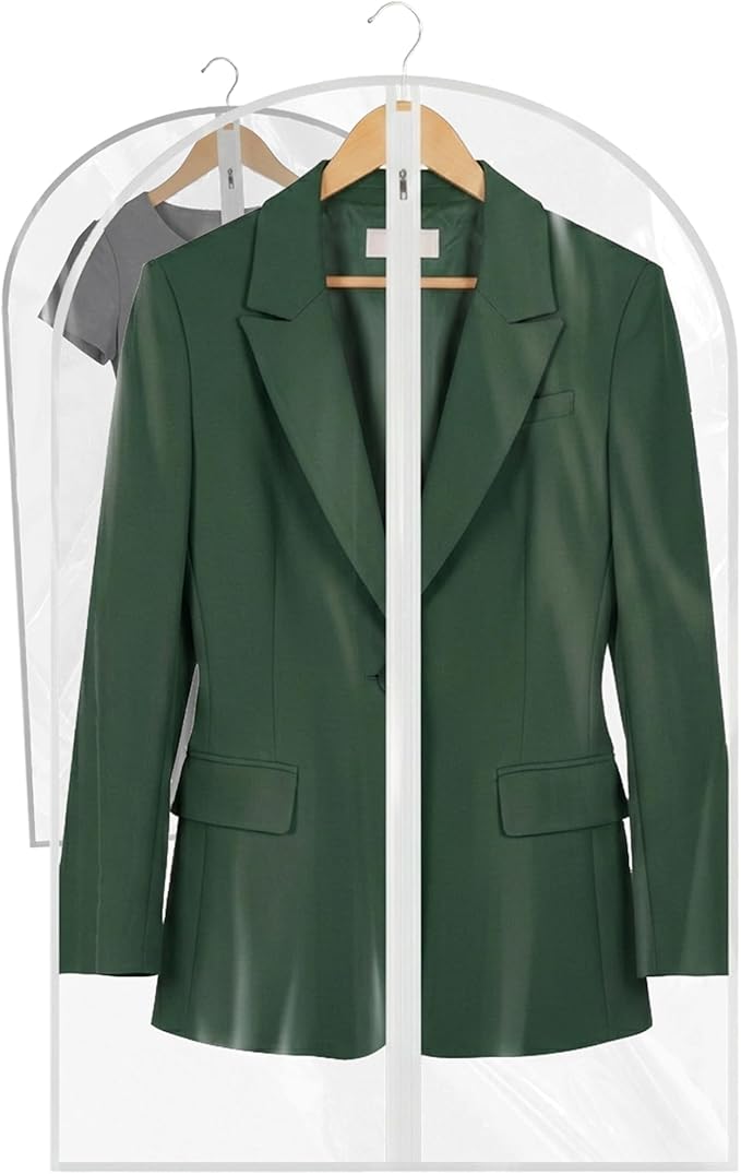 36” All Clear Garment Bags for Women Suit Bags - PEVA Waterproof Suit Cover with Zipper for,Hanging Clothes, Coats - Durable Dresser for Closet Storage, Dustproof & Moisture Resistant - 36”/2 Pack