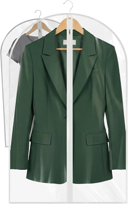 36” All Clear Garment Bags for Women Suit Bags - PEVA Waterproof Suit Cover with Zipper for,Hanging Clothes, Coats - Durable Dresser for Closet Storage, Dustproof & Moisture Resistant - 36”/2 Pack
