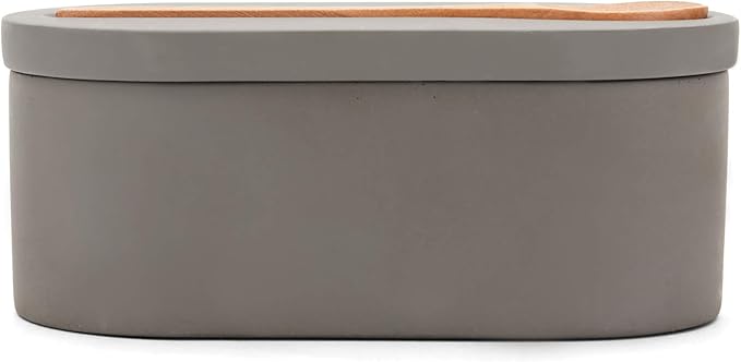 Fox Run 11725 Cement Double Salt Cellar with Spoon, 3 x 3.5 x 6.25 inches, Gray