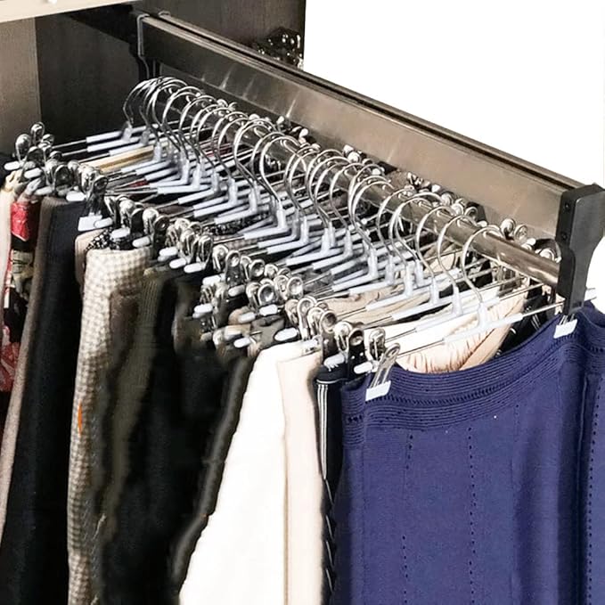 Closet Clothes Hanger Rail,Pull-Out Closet Rod 30-60cm,Wardrobe Clothing Rail,Closet Organizer Rack for Pants and Coat (450MM/17.7INCH)