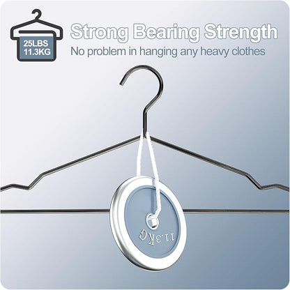 SPECILITE Metal Wire Clothes Hangers Bulk 30 Pack with Notches for Standard Size Coats, Shirts, Suits, Pants, Heavy Duty, Space-Saving, Black