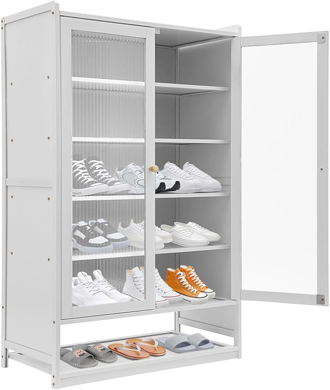 7-Tier Shoe Rack Organizer for Closet - Shoe Shelf - Stackable with Door - Easy Assembly, LARGE