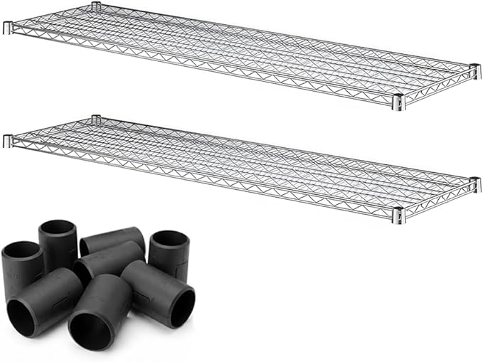 2 Pack Chrome Additional Wire Shelf for 18" x 60" Shelving Units, Replacement Shelves for Wire Rack