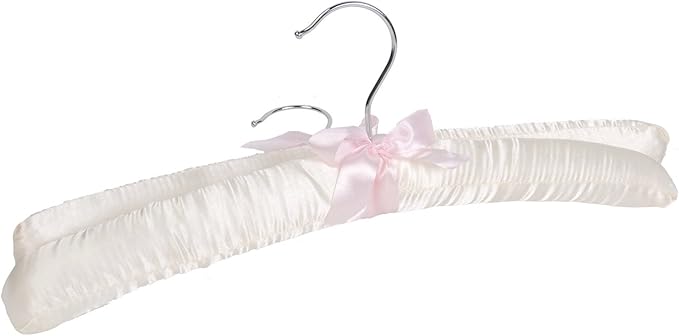 15" Luxurious Satin Padded Hangers with Anti-Rust Hook, for Dresses, Bridal, Lingerie, Woolen Items etc., Pack of 10, Cream