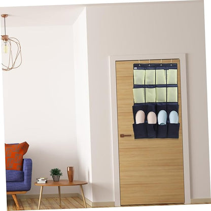 Healifty Closet Door Shoe Bag Hanging Storage Pouch Slots over The Door Organizer Oxford