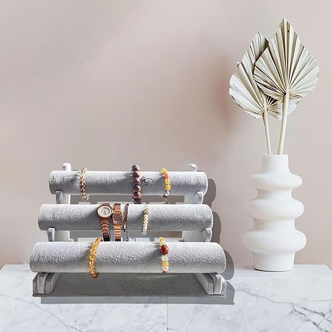 Flannelette Bracelet Display Stand,Jewelry Bracelet Necklace Rack Display Holder (gray)