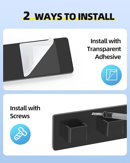 MaxGear Sunglasses Organizer Wall Mount, 2-Pack Acrylic Eyewear Display Holder with 14 Slots, Sunglasses Storage, Includes Adhesive Tape & Screws, Black Wall Mounted Shelf for Closet, Cabinet, Door