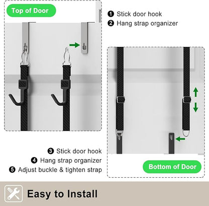 Hat Rack for Door, Hat Holder over the Door Hats Organizer for Baseball Caps, Hat Hanger for Closet, 12 Hooks Cap Organizer on Wall for Storage & Display - 2 Pack