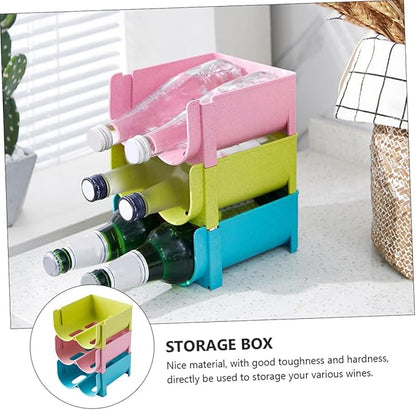 3pcs Crisper Refrigerator Storage Pot Beer Can Drink Container Wine Containers Stackable Kitchen Organizer