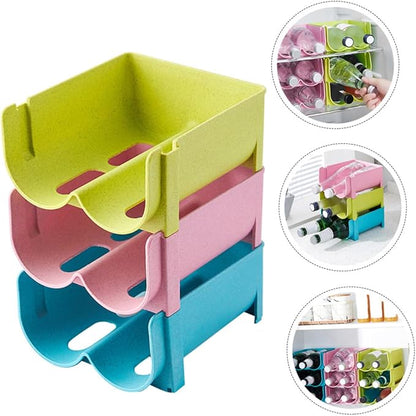DECHOUS 3pcs Stackable Refrigerator Storage Rack Beer Can Storage Box for Kitchen Wine Containers Easy to Clean Beverage Organizer
