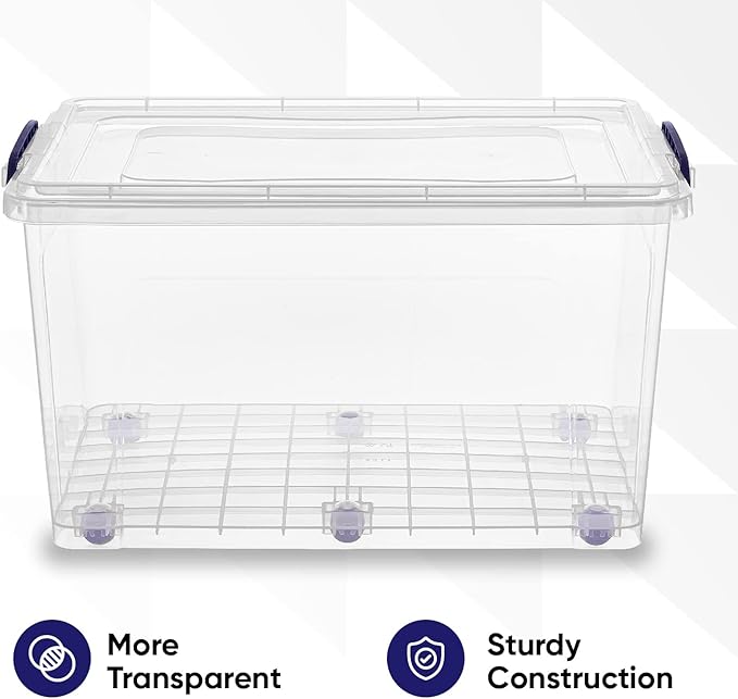 Superio Storage Bins with Lids, Clear Plastic Containers for Organizing, Stackable Totes, BPA Free, Odor Free, Organizer Boxes for Home, and Dorm (4 Pack, 44 Quart)