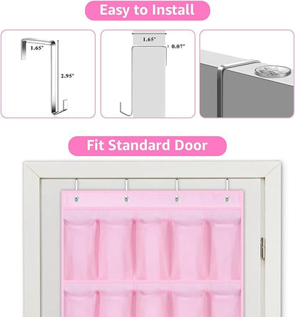 MISSLO Shoe Organizer Over The Door Shoe Storage Hanging Pink for Baby