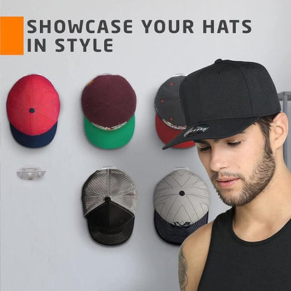 24 Pack Baseball Hat Holder for Wall，Adhesive Hat Rack for Baseball Caps, Hat Hangers for Wall，Upgraded Adhesive Hat Display Hooks,Hat Organizer Men Boys Bedroom Accessories（White）