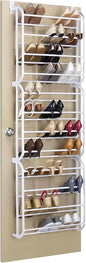 Whitmor 36 Pair Over The Door Shoe Organizer, 12 Tier Hanging Shoe Organizer, Heavy Duty Metal Shoe Holder, Hanging Shoe Rack for Closet Organizer & Storage, 72" L x 22.5" W x 7.5" H, White