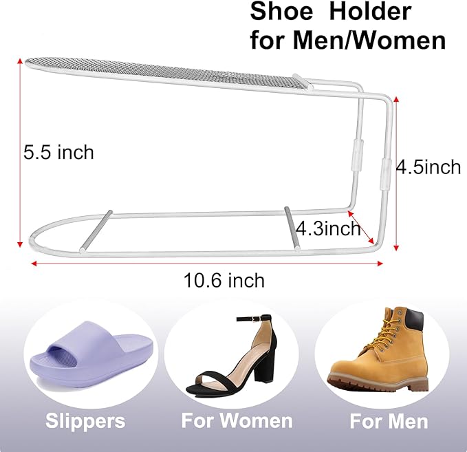 20Pack Shoe Slots Organizer Metal Shoe Stacker Shoe Storage Organizers for Closet Space Saver 50% Shoe Rack Holder for a Pair of Shoes (White)
