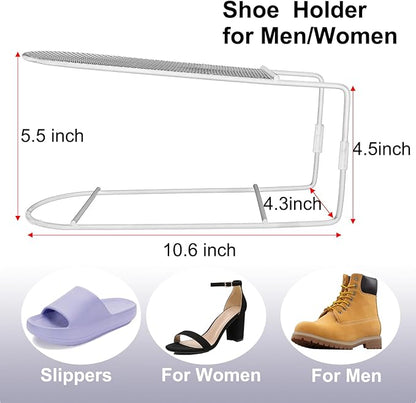 12Pack Shoe Slots Organizer Metal Shoe Stacker Shoe Storage Organizers for Closet Space Saver 50% Shoe Rack Holder for a Pair of Shoes (White)