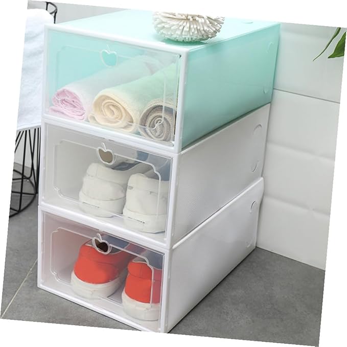 Sosoport 6pcs Large Plastic Shoe Organizer Boxes with Flip-top Lid Thickened Storage Case for Women’s Shoes Stackable Storage Solution for Closet and Home