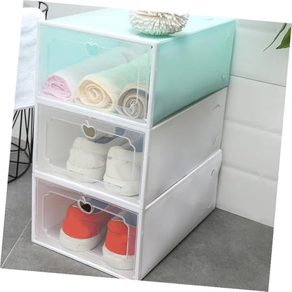Sosoport 6pcs Large Plastic Shoe Organizer Boxes with Flip-top Lid Thickened Storage Case for Women’s Shoes Stackable Storage Solution for Closet and Home