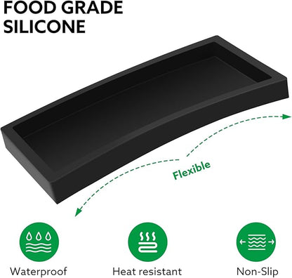Bathroom Vanity Tray, 7.9'' Silicone Kitchen Sink Soap Tray, Toilet Tank Desk Organizer, Coffee Table Tray, Suit for Candle Holder, Vanity Decor (Black)