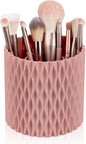 Anyoifax Makeup Brush Holder Organizer 361°Rotating Make Up Brushes Container for Vanity, Spinning Cosmetics Storage Cup, Ripple Pink