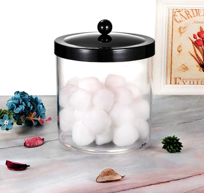SheeChung 50oz Large Plastic Apothecary Jar with Black Stainless Steel Lid - Shatterproof Laundry Pods Container - Modern Industrial Bathroom & Kitchen Storage Organizer for Scent Beads, Bath Bombs