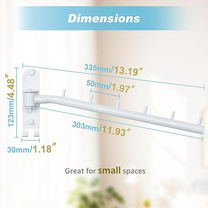 Alise Wall Mounted Drying Rack,Swivel Clothes Drying Rack Stainless Steel,Space Saving Clothes Hanger Rack,Heavty Duty Clothes Wall Drying Rack for Laundry Closet Bedroom/Bathroom,White,2 Pack