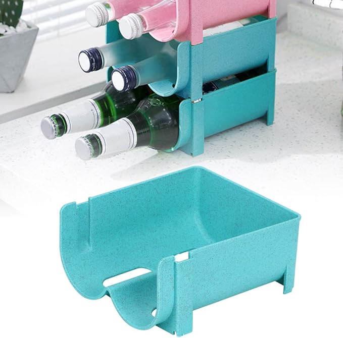 LIZEALUCKY Standing stackable beer can holder Canned beverage storage rack Refrigerator beverage organizer(blue)