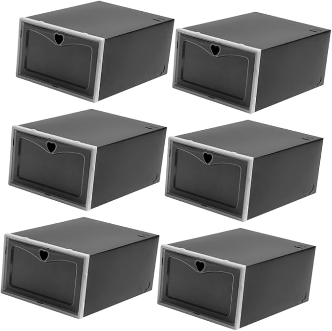 Luxshiny 6Pcs Shoe Storage Boxes with Transparent Lid Practical Shoe Organizers for Easy Access Stackable Closed Shoe Containers for Sneaker Shoe Organization