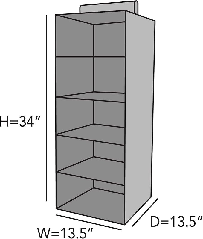 Covermates Keepsakes Hanging Closet Organizer – Heavy Duty Vertical Wardrobe Storage Shelves for Sweaters, Handbags, and Shoes – Acid-Free Interior Lining, Beige Heather