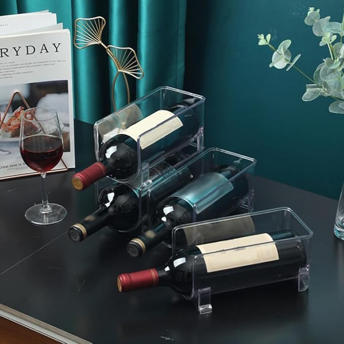 Cabilock Stackable Drawer Style Wine Rack 2-Pack 8.07X3.93X4.01In Compact Bottle Holder Organizer for Kitchen Bar Home Party Events