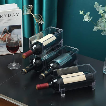 Cabilock Stackable Drawer Style Wine Rack 2-Pack 8.07X3.93X4.01In Compact Bottle Holder Organizer for Kitchen Bar Home Party Events