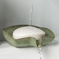 Self Draining Soap Dish, Ceramic Drain Soap Holder Waterfall Design Soap Saver for Shower, Bathroom, Sink, Kitchen and Countertop, Keeps Dry, Green
