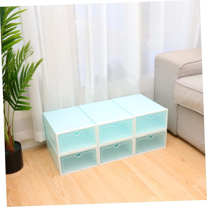Alipis 6pcs Thicken Stackable Shoe Storage Box White Frame for Men Plastic Container for Organizing Sneakers and Footwear for Closets and Entryways