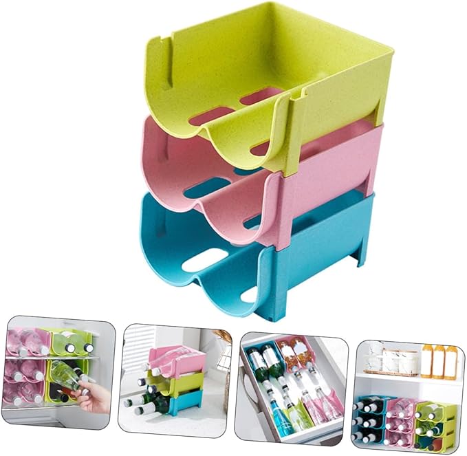 Cabilock 3pcs Stackable Refrigerator Drink Organizer Beer Can Storage Box for Kitchen