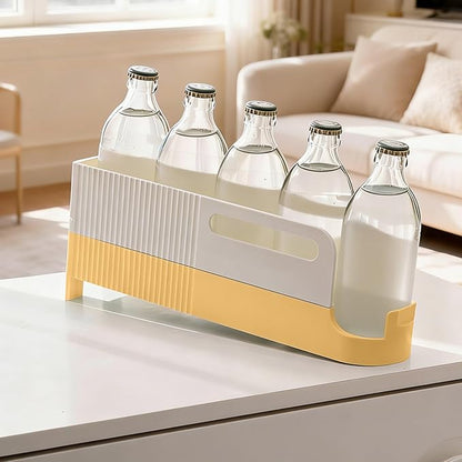 Drink Organizer For Fridge, Automatic Rolling Access, 34x8.1x12.5cm, Refrigerator Can Holder, Beverage Storage Rack, Space-Saving Design, For Kitchen Pantry Bar