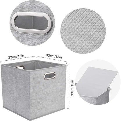 13 inch Storage Cubes Bins Grey White Fabic Storage Cubes Inserts Foldable Cloth Storage Boxes Collapsible Storage Baskets Drawer for Cube Organizer ,QY-SC07-6