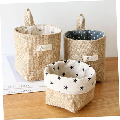 BESTYASH Japanese Style Yellow Cotton Linen Hanging Storage Bag Wall-Mounted Organizer Versatile Door Storage Pouch for Small Spaces and Easy Access