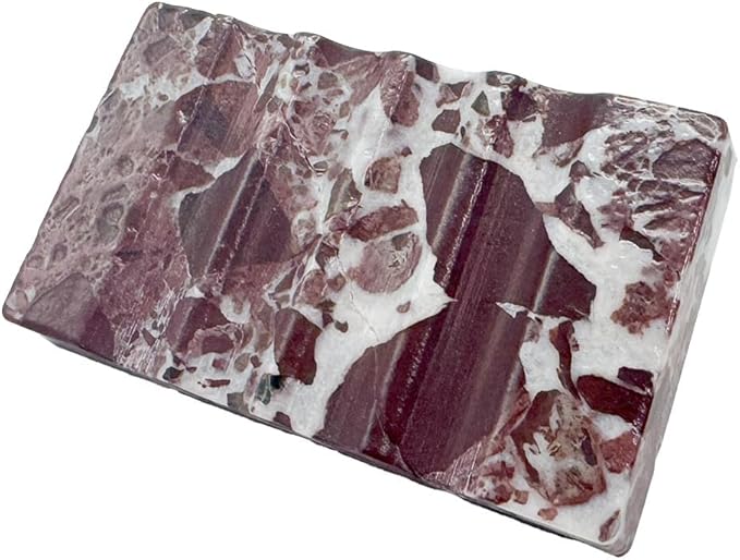 WeDoDecor Marble Soap Dish for Shower - Natural Stone Tray Stand Organizer, Decorative Bar Soap Holder | Non-Slip, Luxury Bath Accessories (Rose)