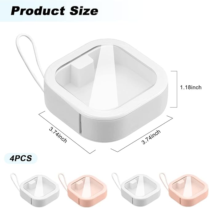 4PCS Travel Hair Tie Organizer, Portable Travel Qtip Holder Cotton Swabs Dispenser, Travel Hair Accessories Organizer, Hair Box Organizer for Girls ,Small Items Organizer 3.7x3.7x1.2 In (Pink+White)