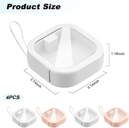 4PCS Travel Hair Tie Organizer, Portable Travel Qtip Holder Cotton Swabs Dispenser, Travel Hair Accessories Organizer, Hair Box Organizer for Girls ,Small Items Organizer 3.7x3.7x1.2 In (Pink+White)