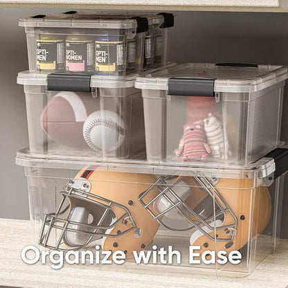 Superio Clear Storage Box with Lid, 36 Quart Plastic Container Bins for Organizing, Stackable Crates, BPA Free, Non Toxic, Odor Free, Organizers for Home, Office, School, and Dorm, 10 Pack