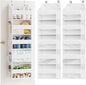 SpaceAid 2 Pack Over The Door Organizer with 5 Large Pockets and 10 Mesh Side Pockets, 5 Layers Door Organizer Hanging with Clear Window for Bedroom, Bathroom, Pantry and Nursery, White