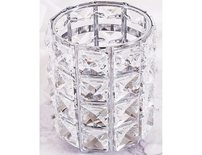 Silver Crystal Makeup Brushes Holder Organizer for Cosmetics Comb Brushes, Eyebrow Pen Pencil Storage Case Container, Silver