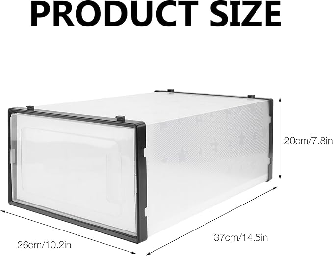 Extra Large Clamshell Shoe Storage Box, Thickened Plastic Shoe Organizer Container, Stackable Boot and Sneaker Storage Case for Home Closet Organization