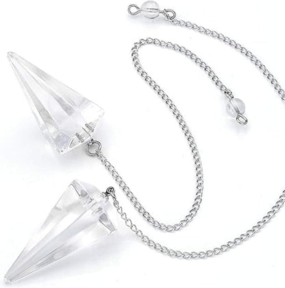 Faceted Mixed gemstone crystal pendulum point reiki chakra pendant bead Chain 6''