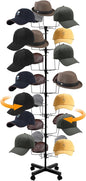 7-Tier Rotating Hat Display Rack, 35 Hooks Metal Freestanding Retail Display Stand Commercial Large Headwear Wig Metal Floor Rack for Hats and Wigs (Black)