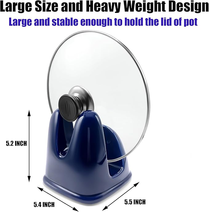 Pot Lid Holder, Large Ceramic Lid Rest for Kitchen Countertop & Stovetop - Heat Resistant, Stable Design for Pans & Pots (Blue)