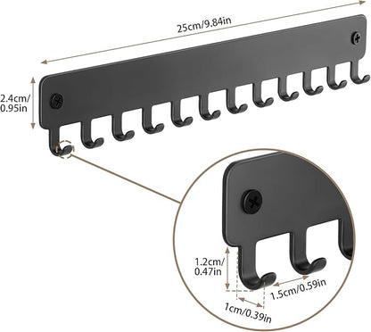 bussdis Drill-In Necklace Organizer: Sturdy Necklace Holder Wall Mounted with Hooks for Tangle-Free Jewelry Storage – Space-Saving Wall Necklace Hanger, Black, 2 PCS