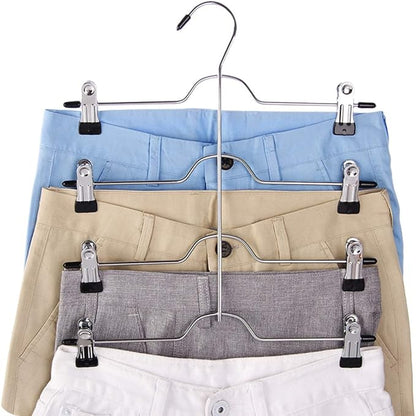 Tosnail 4 Pack 4 Tier Skirt Pants Clothes Hanger with Non Slip Clips, Space Saving Closet Organizer for Trouser, Slack, Jeans, Towels