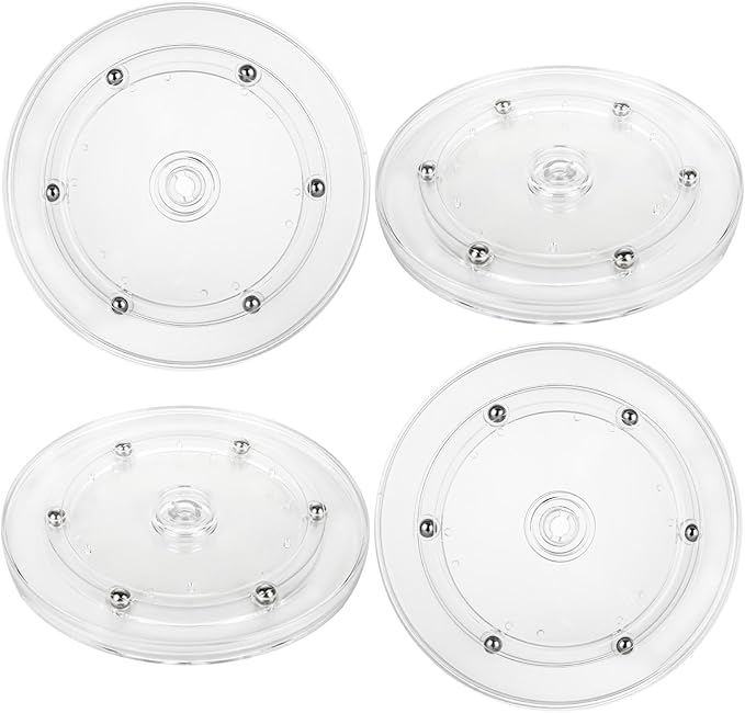 4PCS 6 inch Small Lazy Susan Turntable Clear Acrylic Lazy Susan Mini Acrylic Ball Bearing Rotating Tray for Spice Rack Table Cake Kitchen Pantry Decorating